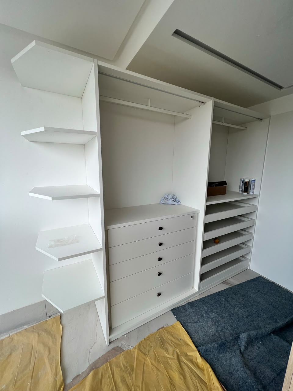 White custom closet with shelving