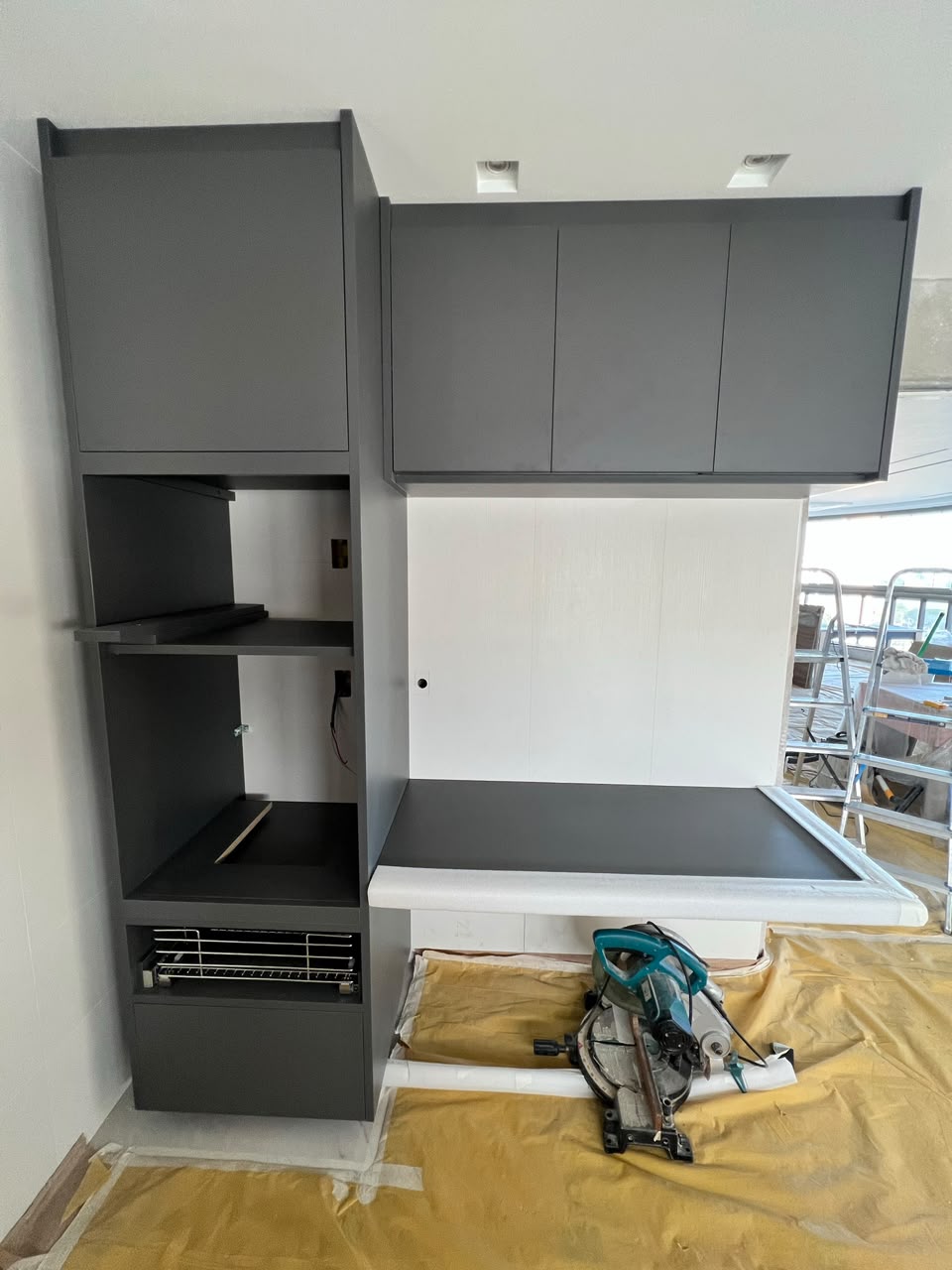 Dark gray cabinetry unit